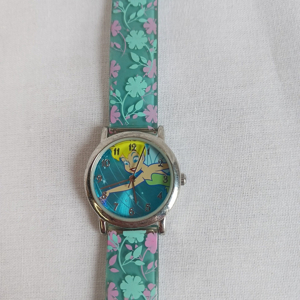 Disney Tinkerbell Green Floral Stainless Steel Watch